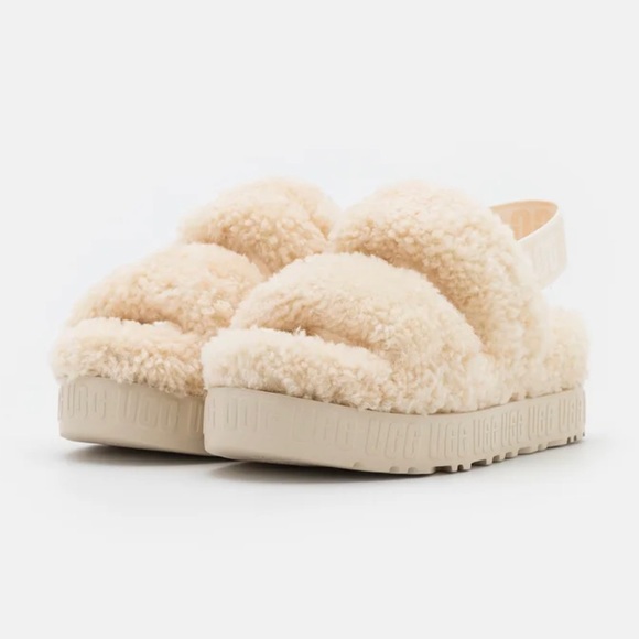 - UGG Oh Fluffita Slingback Fur Sandals -Natural Cream - Picture 5 of 6